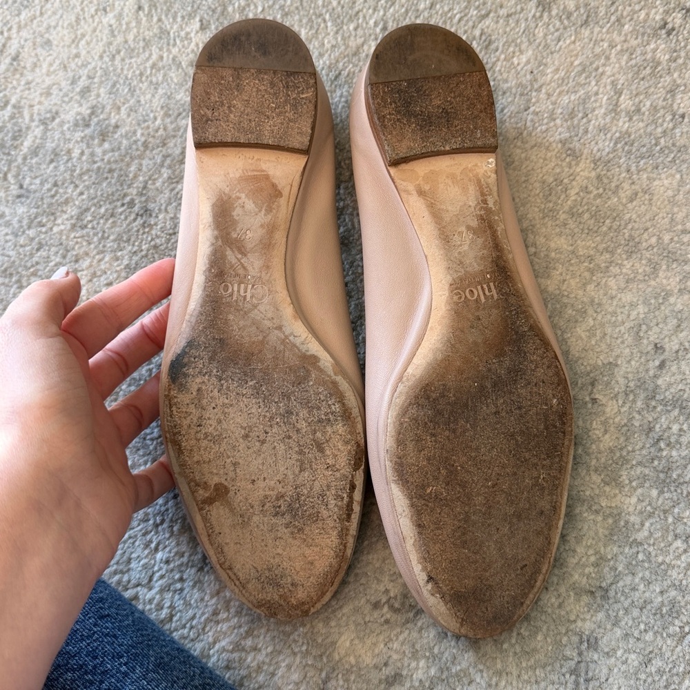 Chloe Lauren Scalloped Leather Ballet Flats - Picture 8 of 10